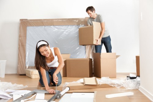Person organizing belongings in a selfstorage Westminster facility