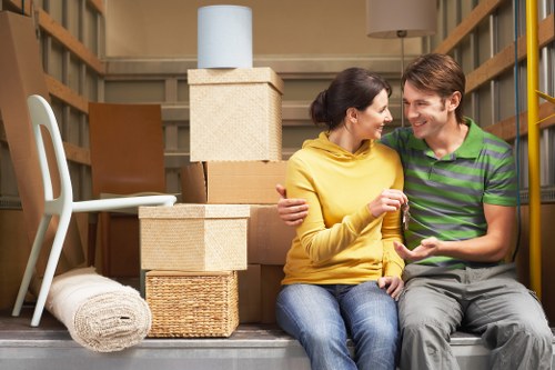 Careful packing of fragile household items in Westminster